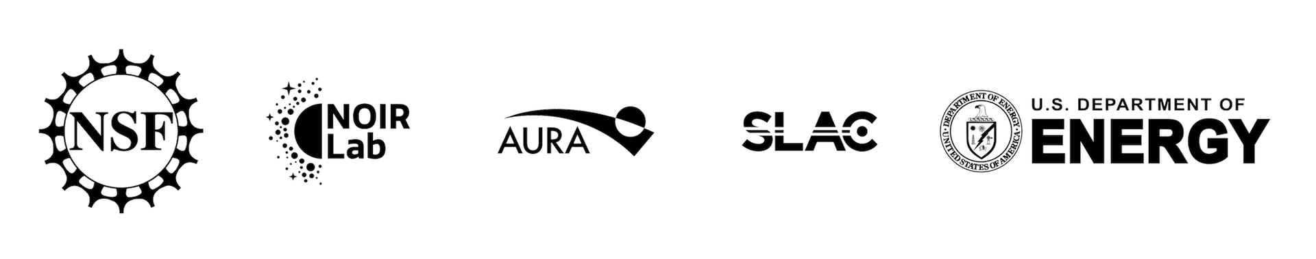 Logos of the NSF, NOIRLab, AURA, SLAC, and US DOE